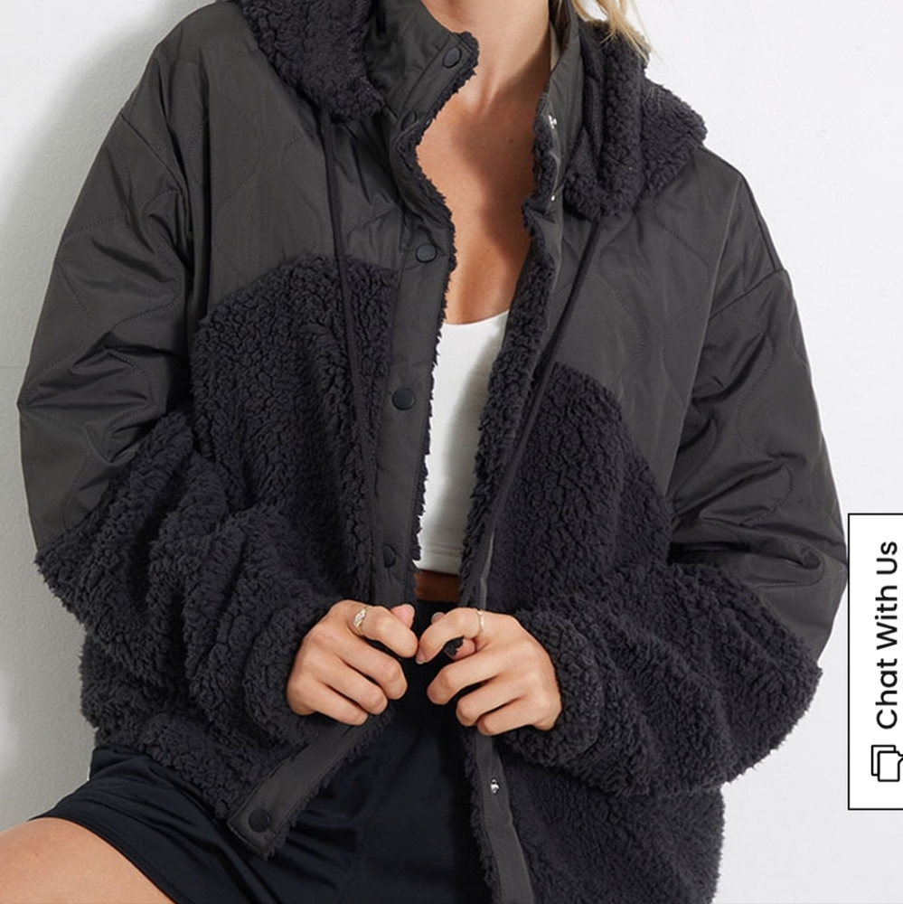 Pacsun Quiled Sherpa Button Hoodie